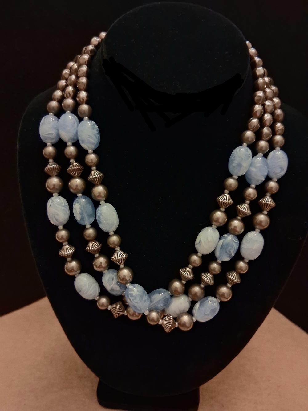 Light Blue Marble Multi-Strand Beaded Necklace - Women